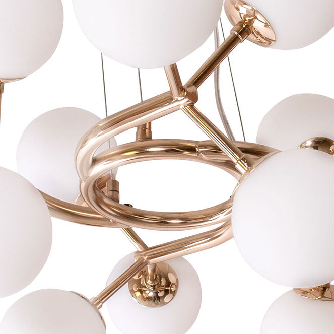 Lámpara de Techo ANABEL 65 cm Dorado/Blanco Interlusa encendida con proyección de luz y ambiente | LuzGurú