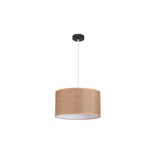 Colgante Jin fabricado en Metal color Negro con pantalla Textil Marrón