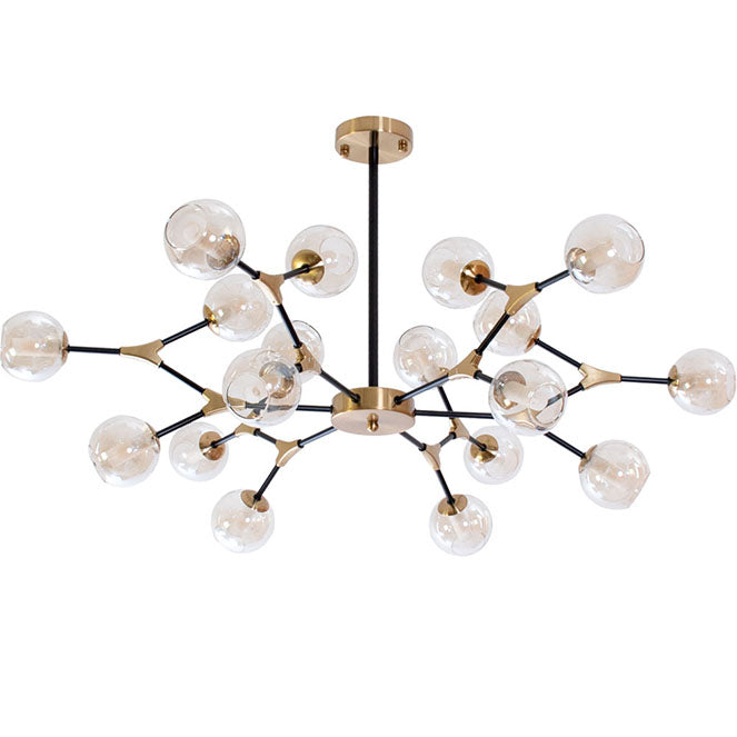 Lámpara de techo ANYA Interlusa 18xG9 Negro/Bronce con bolas de cristal transparente