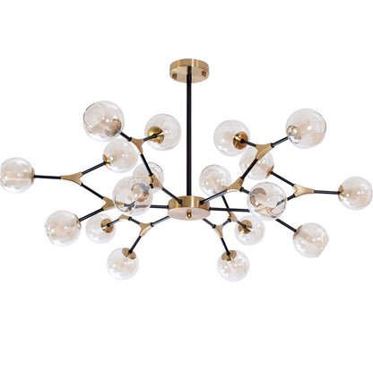 Lámpara de techo ANYA Interlusa 18xG9 Negro/Bronce con bolas de cristal transparente