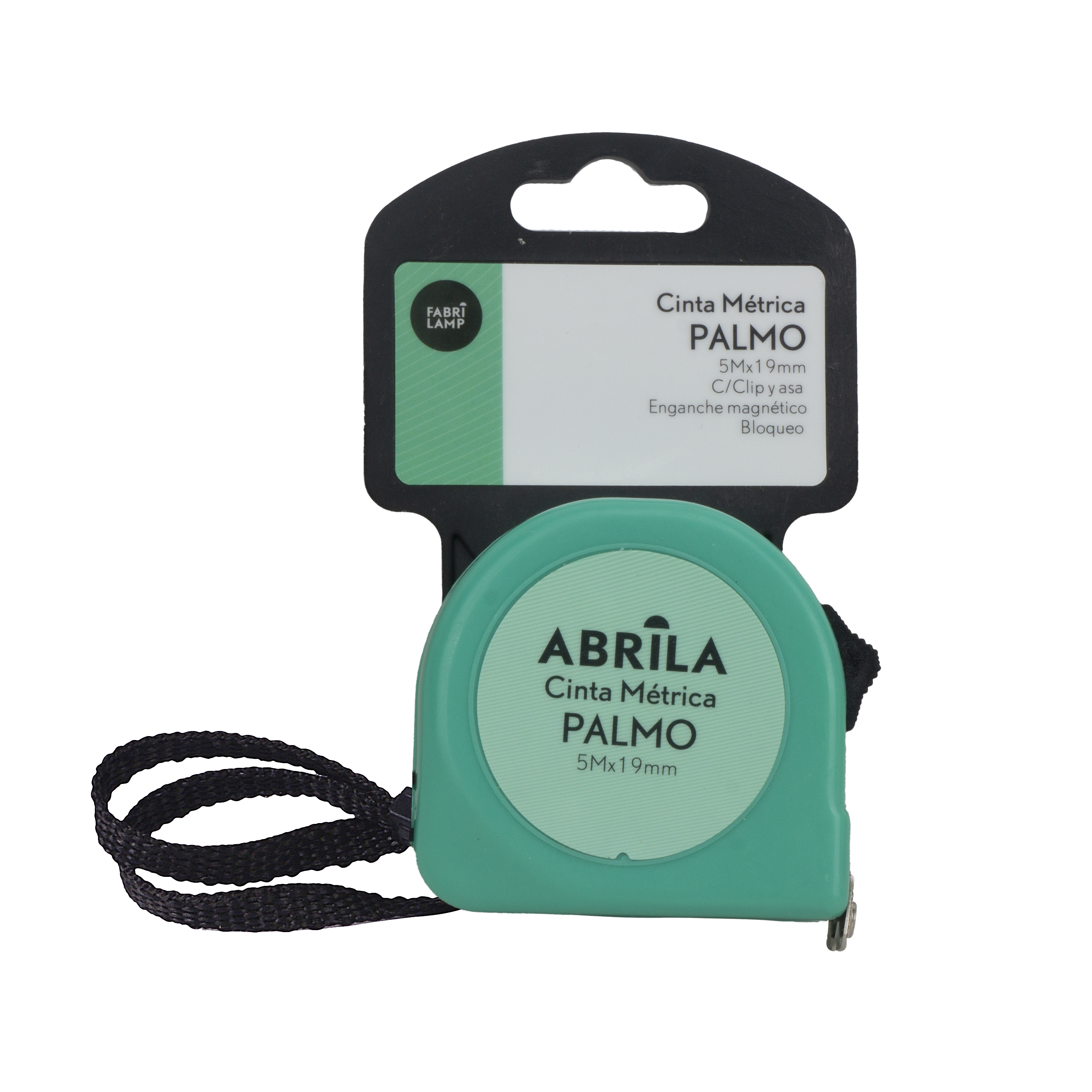 Cinta métrica Palmo 5mx19mm verde, vista frontal.