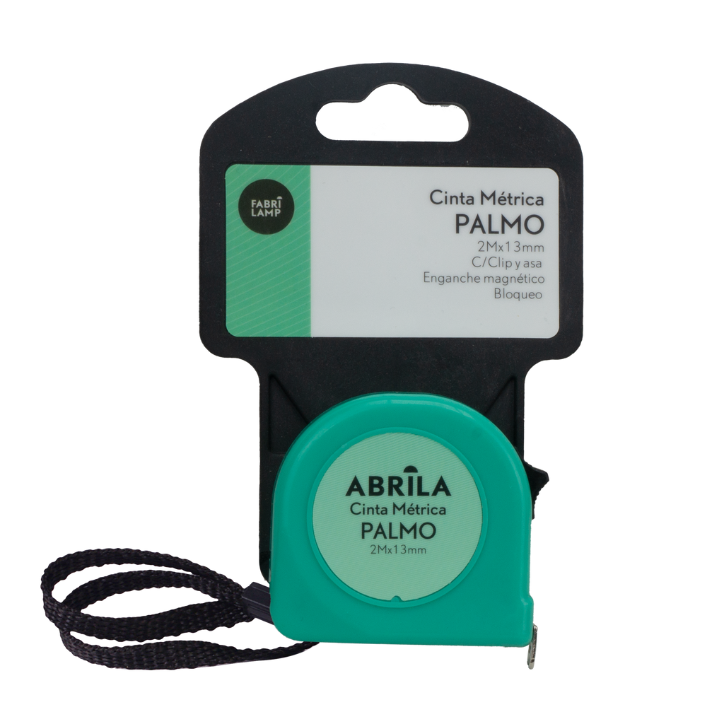 Cinta métrica Palmo 2mx13mm verde con bloqueo, vista frontal