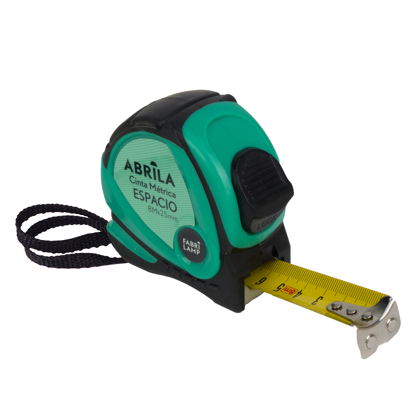 Flexómetro ergonómico negro y verde ideal para trabajos de ferretería