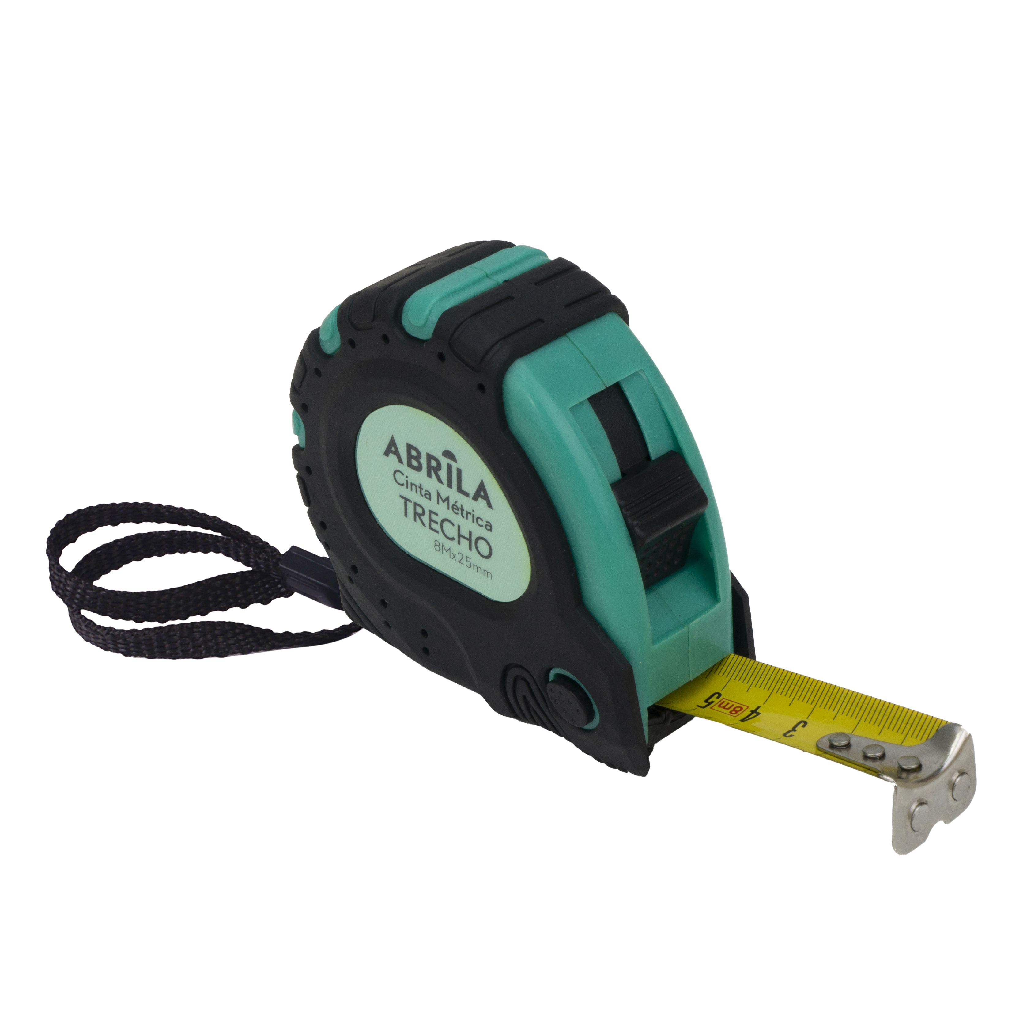 Cinta métrica Trecho 8mx25mm negra y verde, vista general
