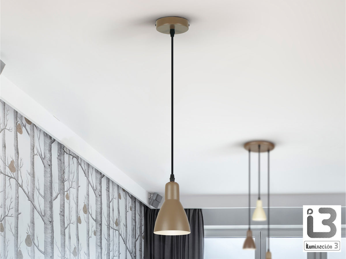 Lámpara Colgante Afra 1 Luz Metal Marrón Satinado Schuller en ambiente decorado | Schuller