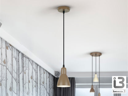 Lámpara Colgante Afra 1 Luz Metal Marrón Satinado Schuller en ambiente decorado | Schuller
