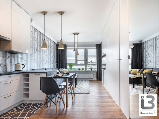 Lámpara Colgante Afra 1 Luz E27 Metal Marrón Satinado Schuller en ambiente decorado | Schuller