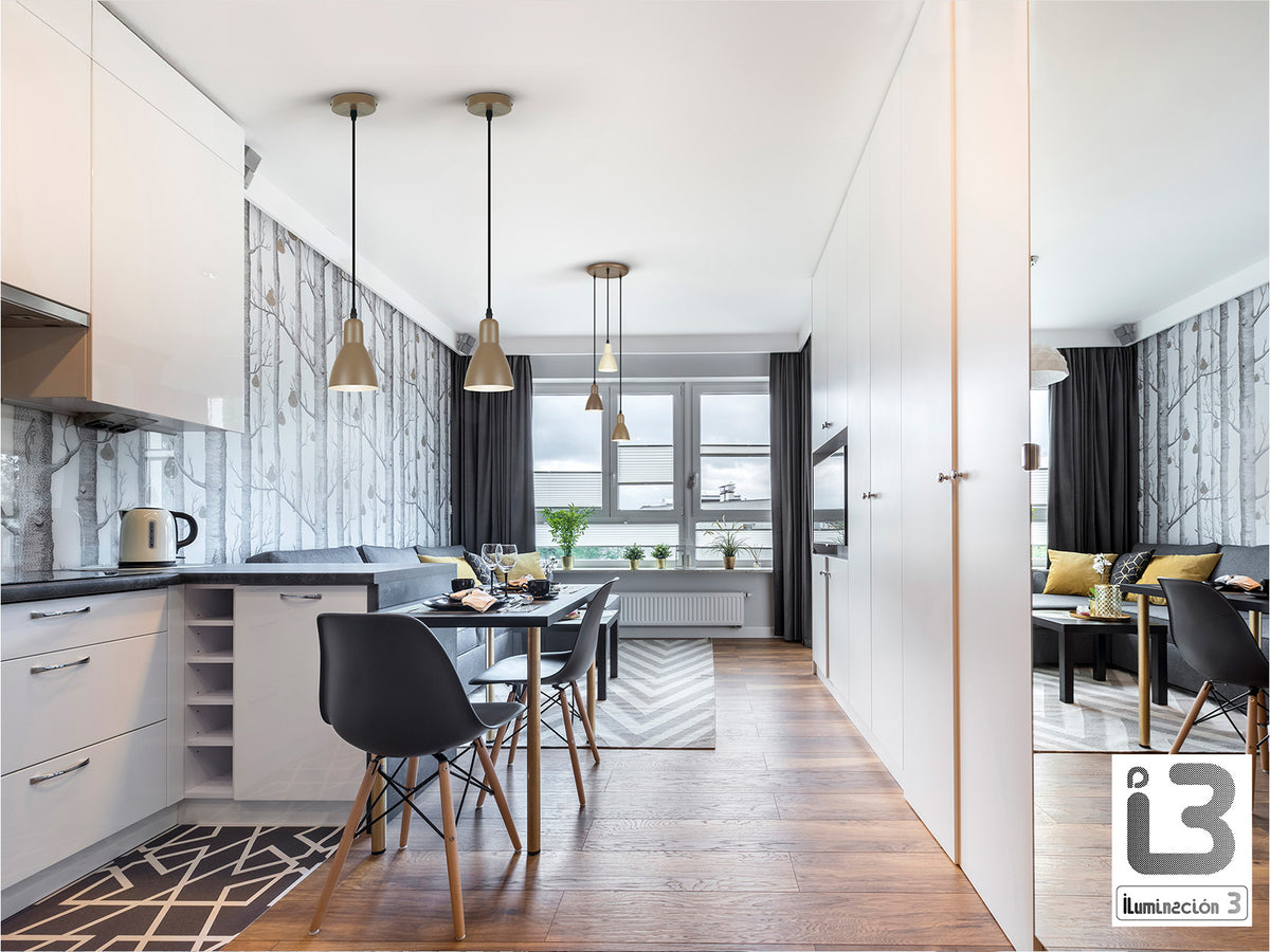 Lámpara Colgante Afra 1 Luz Metal Marrón Satinado Schuller en ambiente decorado | Schuller