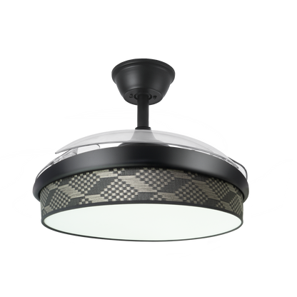 Moderno ventilador de techo con aspas plegables, ideal para dormitorio