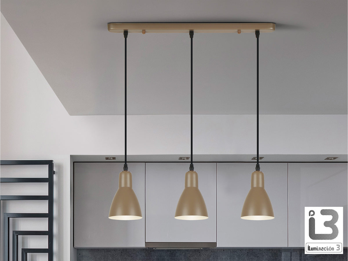 Lámpara Colgante Afra 3 Luces Marrón Satinado Schuller en ambiente decorado | Schuller
