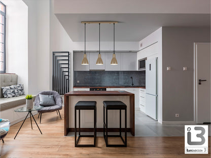 Lámpara Colgante Afra 3 Luces Marrón Satinado Schuller en ambiente decorado | Schuller