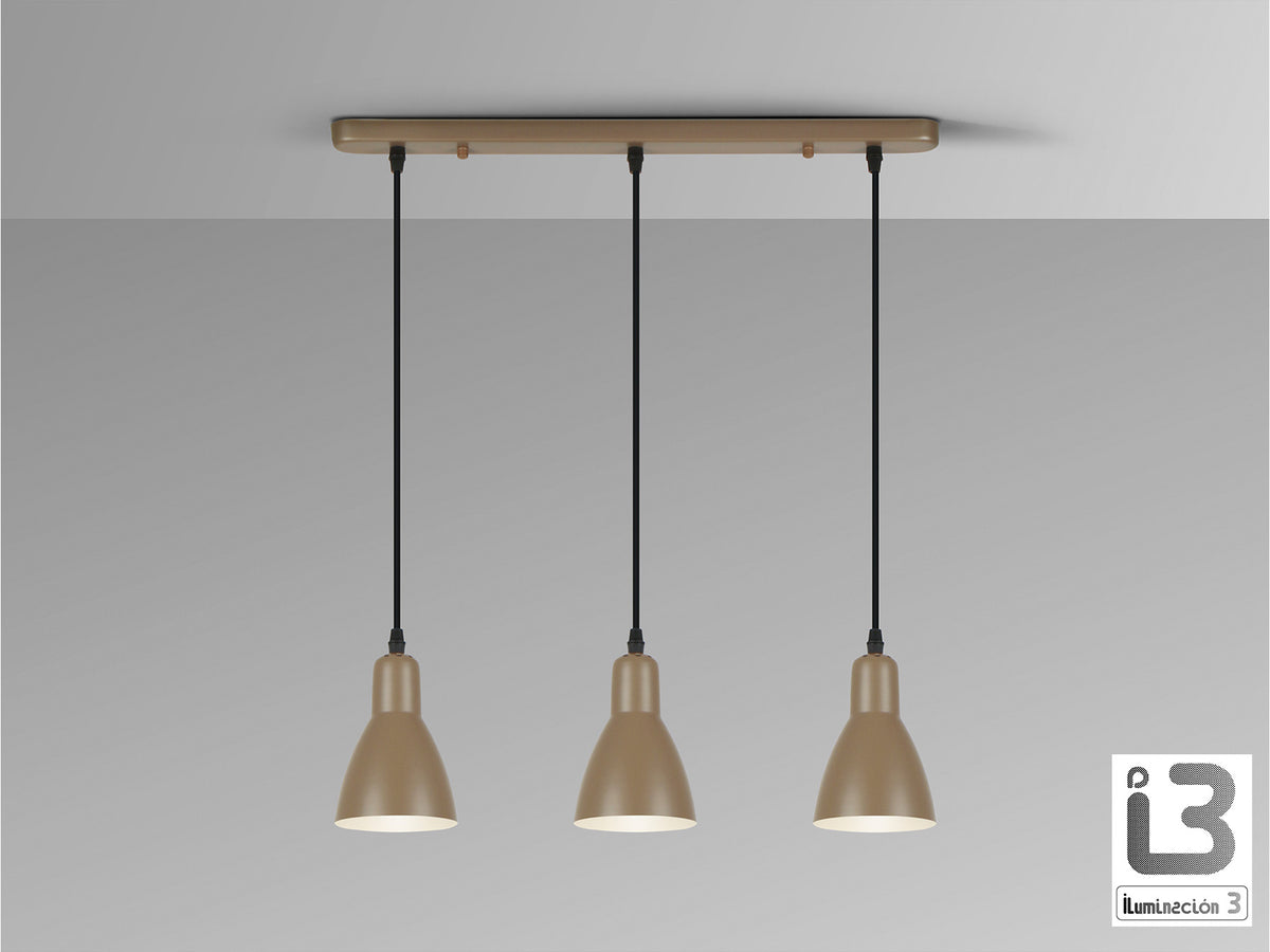 Lámpara Colgante Afra 3 Luces Marrón Satinado Schuller en ambiente decorado | Schuller