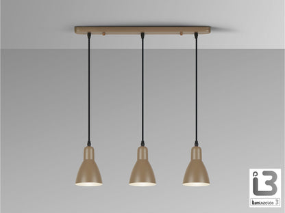 Lámpara Colgante Afra 3 Luces Marrón Satinado Schuller en ambiente decorado | Schuller