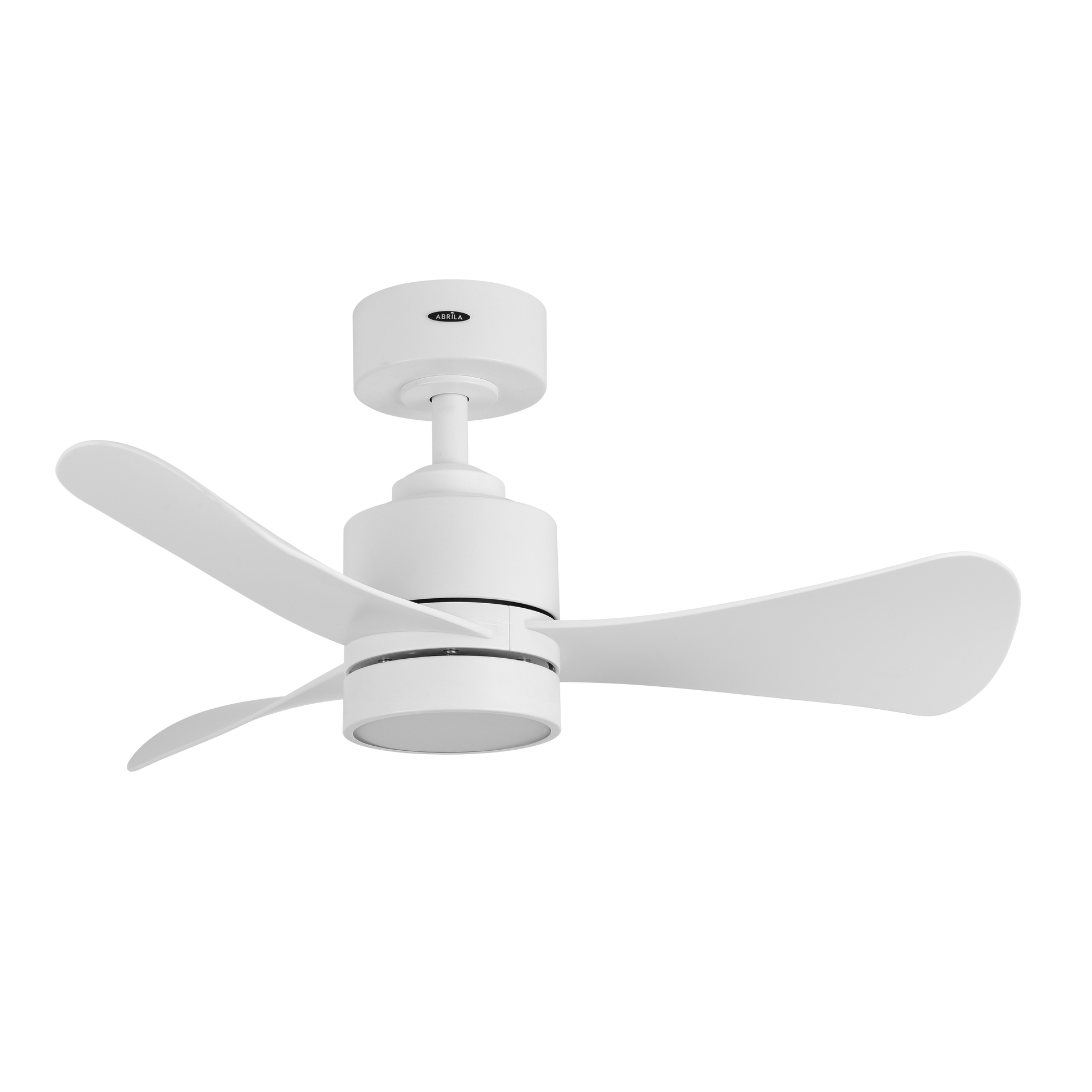 Ventilador de techo Zepelin 18W blanco de Fabrilamp, con tres aspas y control remoto. Ideal para cualquier habitación.