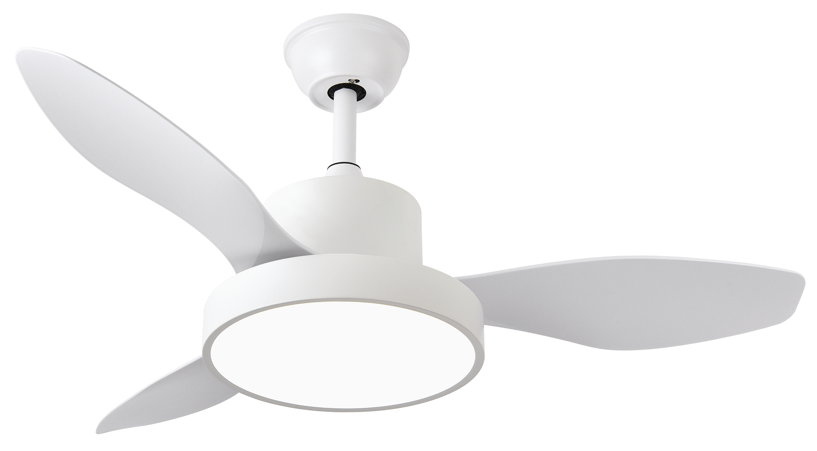 Ventilador de techo Hayate 24W blanco con 3 aspas, mando a distancia y función temporizador.