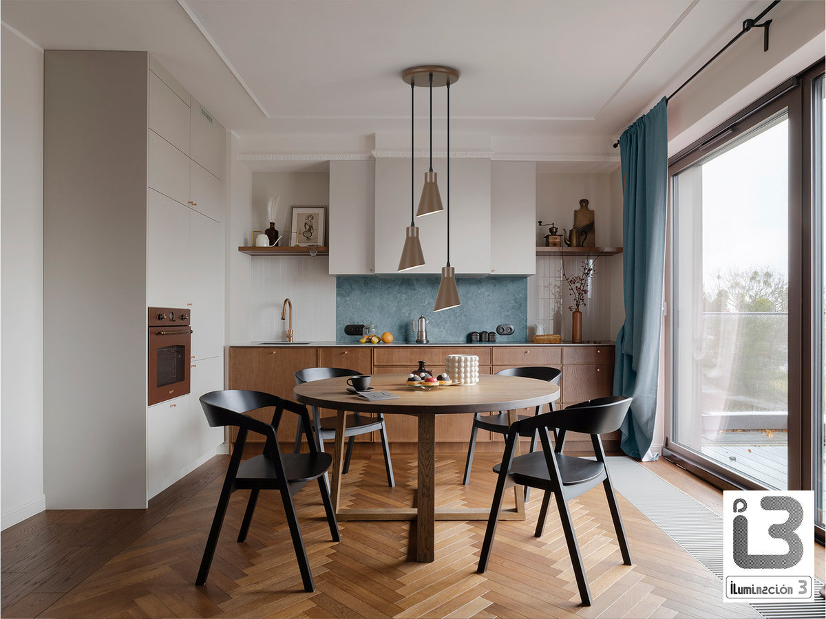 Lámpara Colgante Bera 3 Luces Metal Marrón Oscuro Schuller en ambiente decorado | Schuller