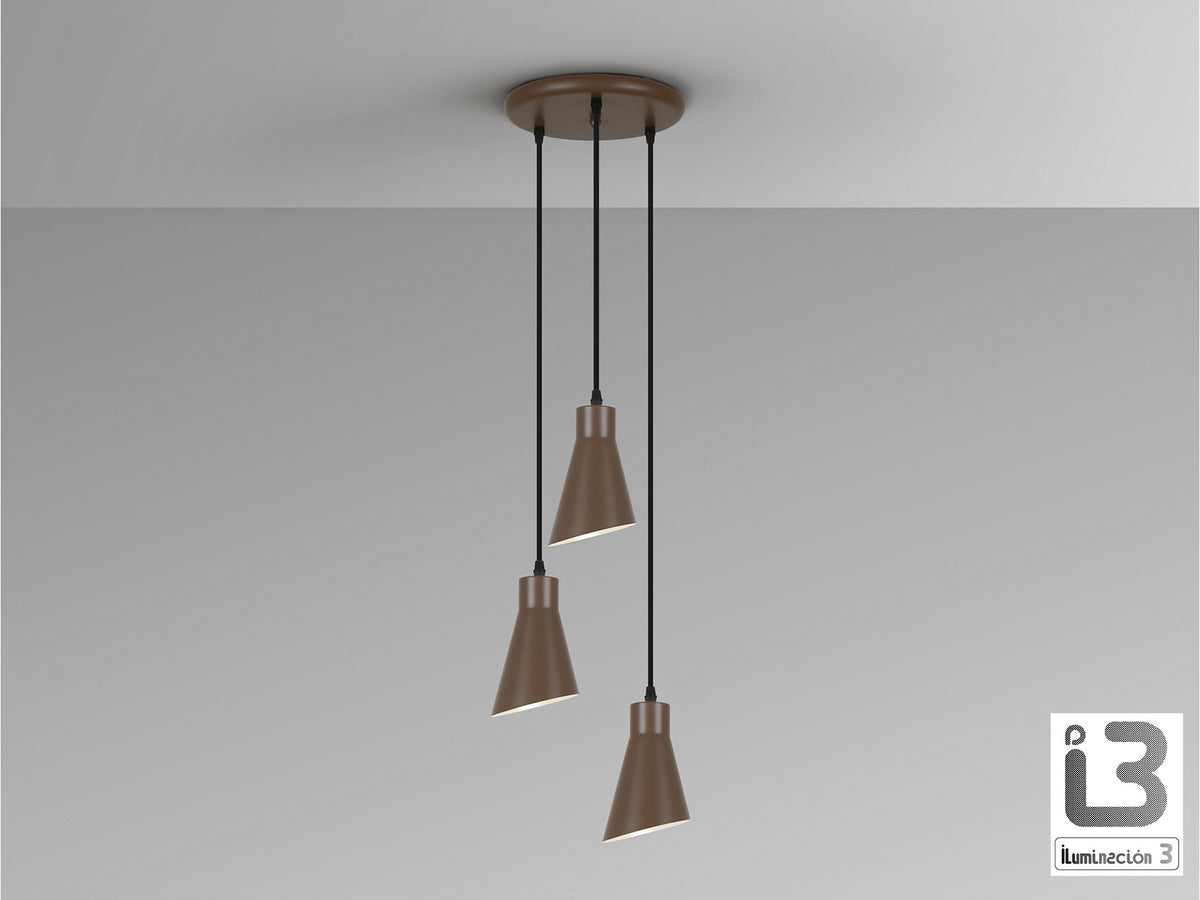 Lámpara Colgante Bera 3 Luces Metal Marrón Oscuro Schuller en ambiente decorado | Schuller
