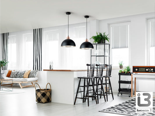 Lámpara Colgante Polo 1 Luz E27 Negro Mate y Cobre Schuller en ambiente decorado | Schuller