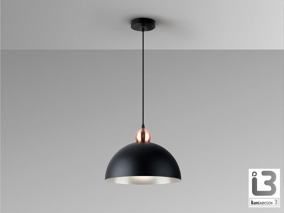 Lámpara Colgante Polo 1 Luz E27 Negro Mate y Cobre Schuller en ambiente decorado | Schuller