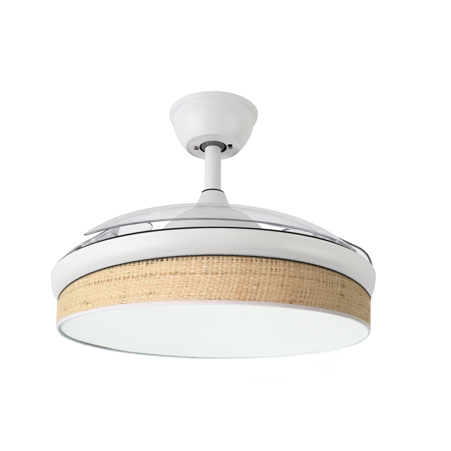 Moderno ventilador de techo con luz LED, perfecto para dormitorio