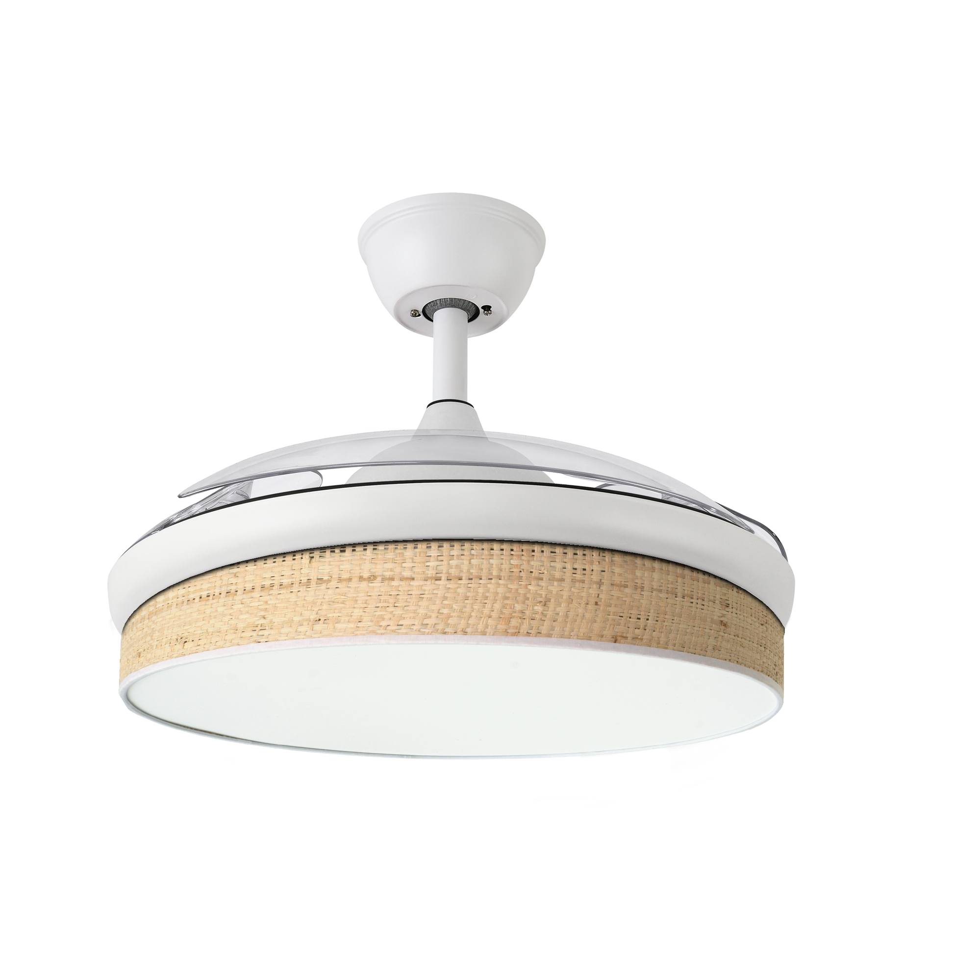 Moderno ventilador de techo con luz LED, perfecto para dormitorio