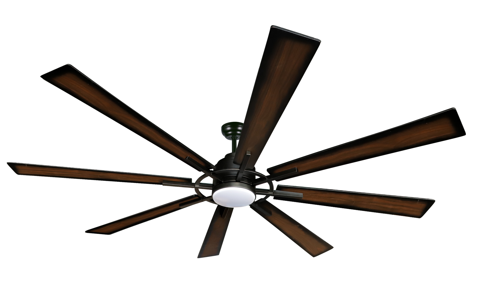 Ventilador de techo Fabrilamp Fusion 24W, negro y roble, con 8 aspas y 183cm de diámetro.