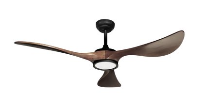 Ventilador de techo Viana 132cm negro/roble con aspas de madera y luz LED regulable de Fabrilamp