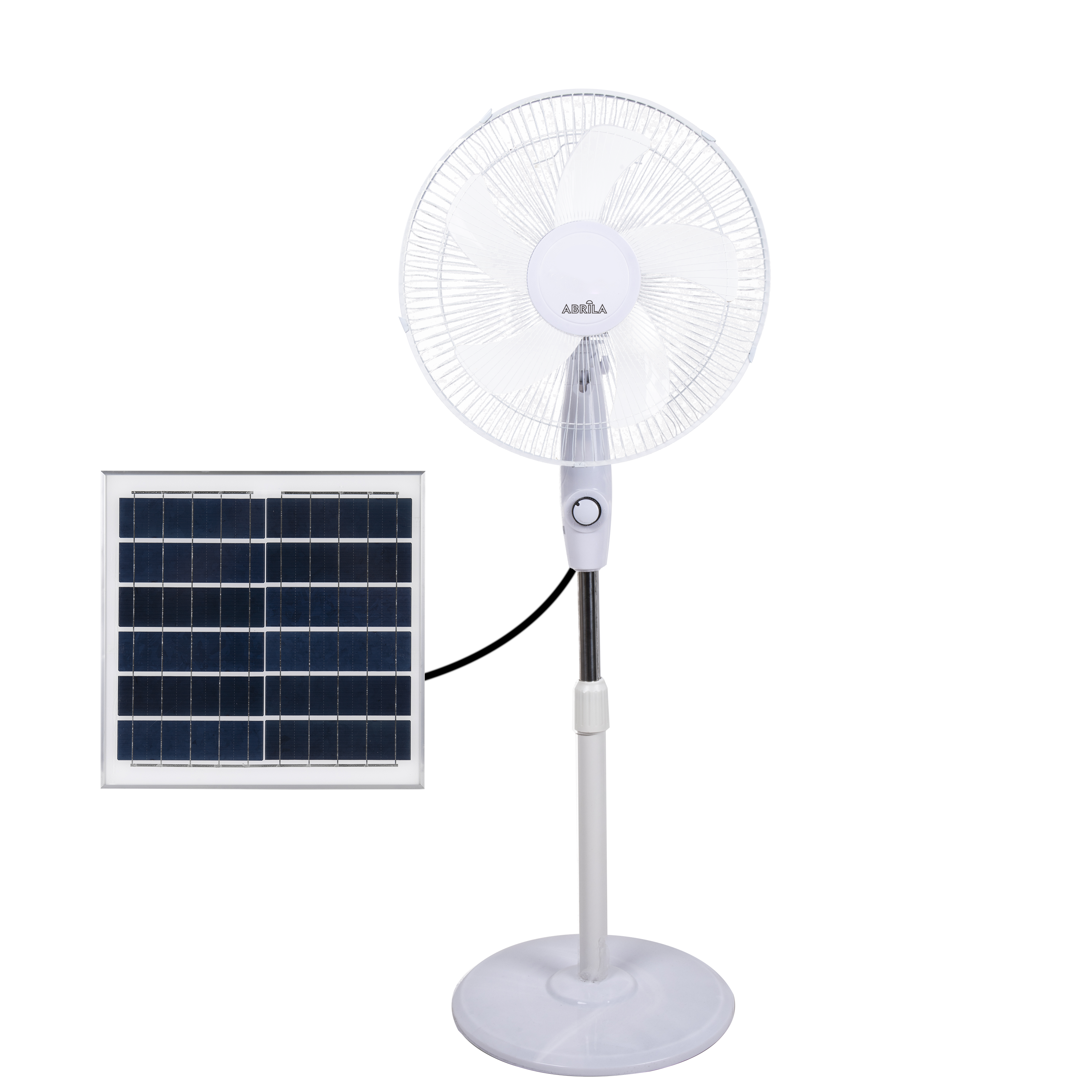 Ventilador de pie con panel solar y batería de litio para interior