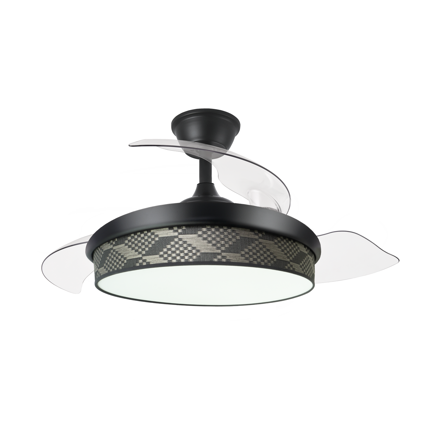 Elegante ventilador de techo negro y gris ideal para el salón