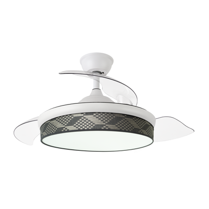 Elegante ventilador con aspas retráctiles ideal para salón