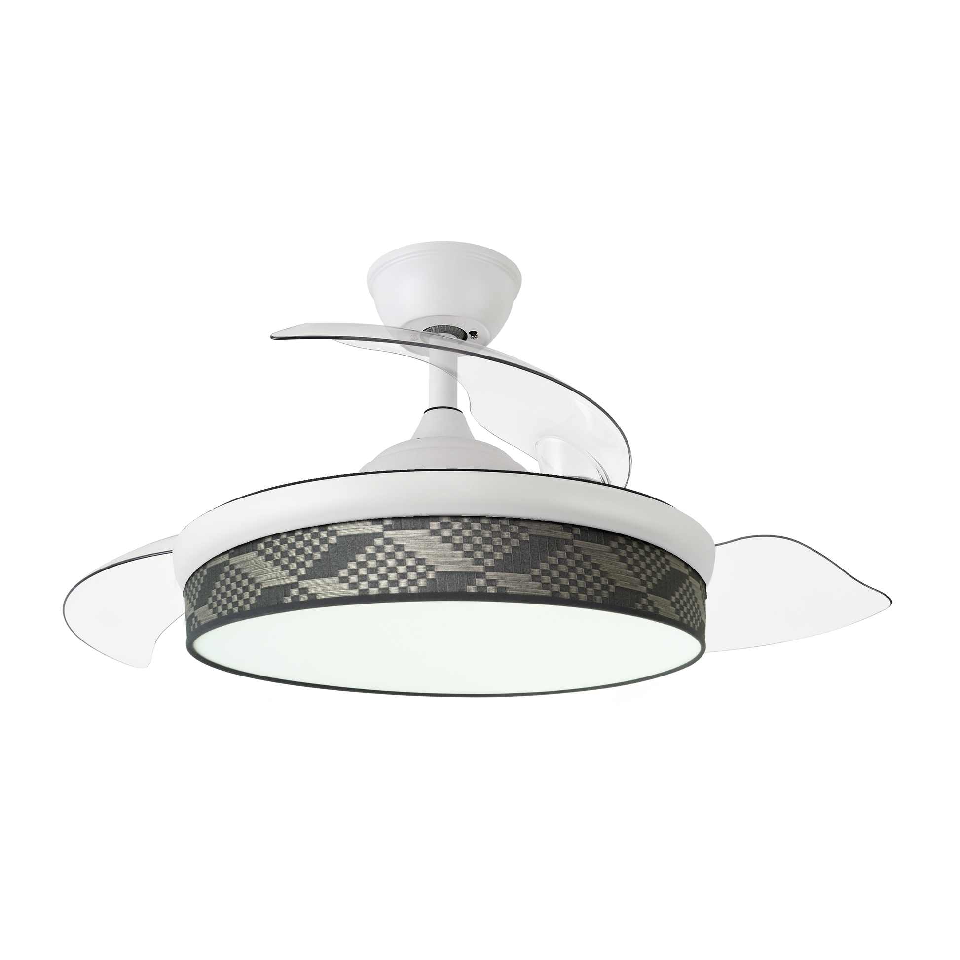 Moderno ventilador de techo con aspas retráctiles ideal para dormitorio