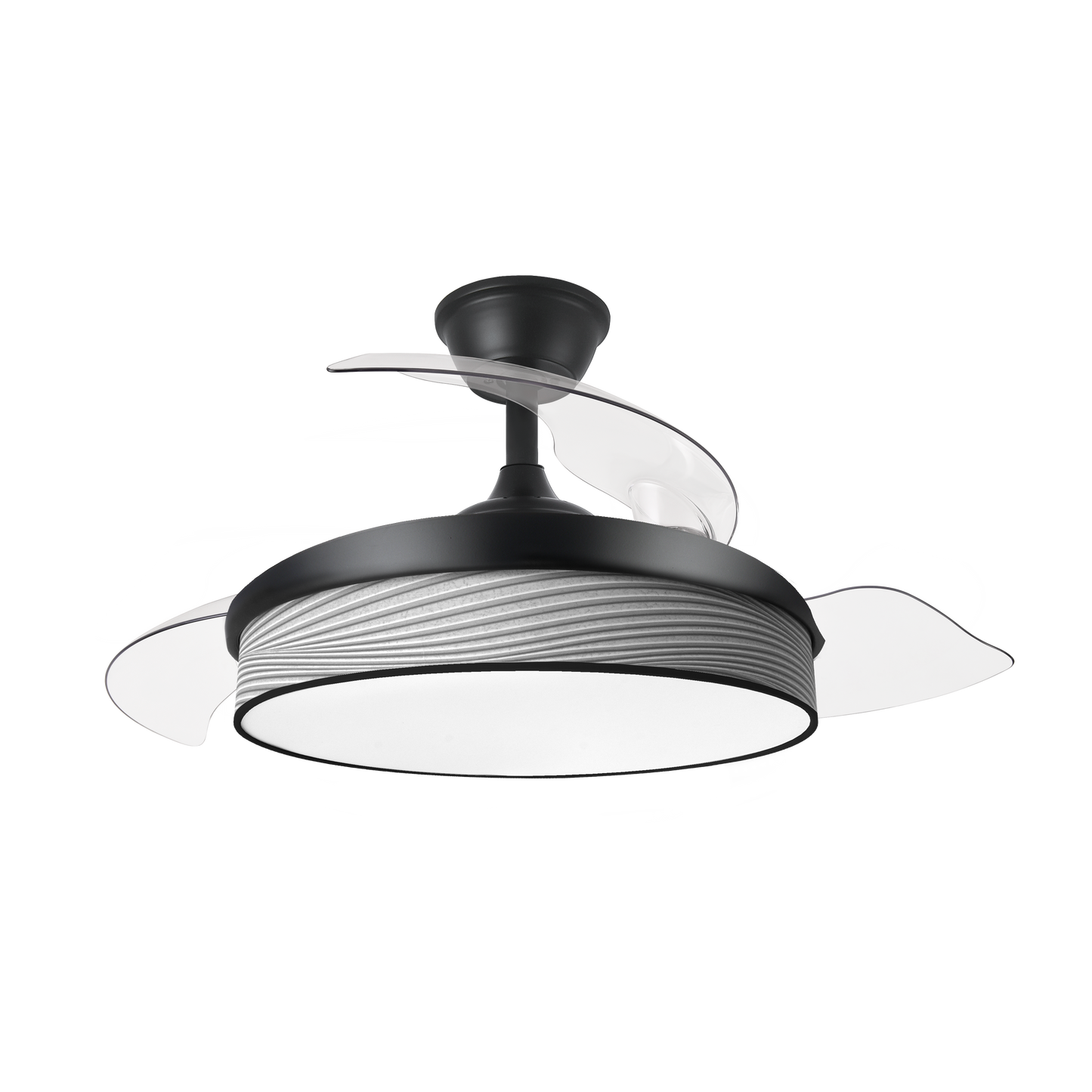 Moderno ventilador de techo con aspas retráctiles, perfecto para interiores