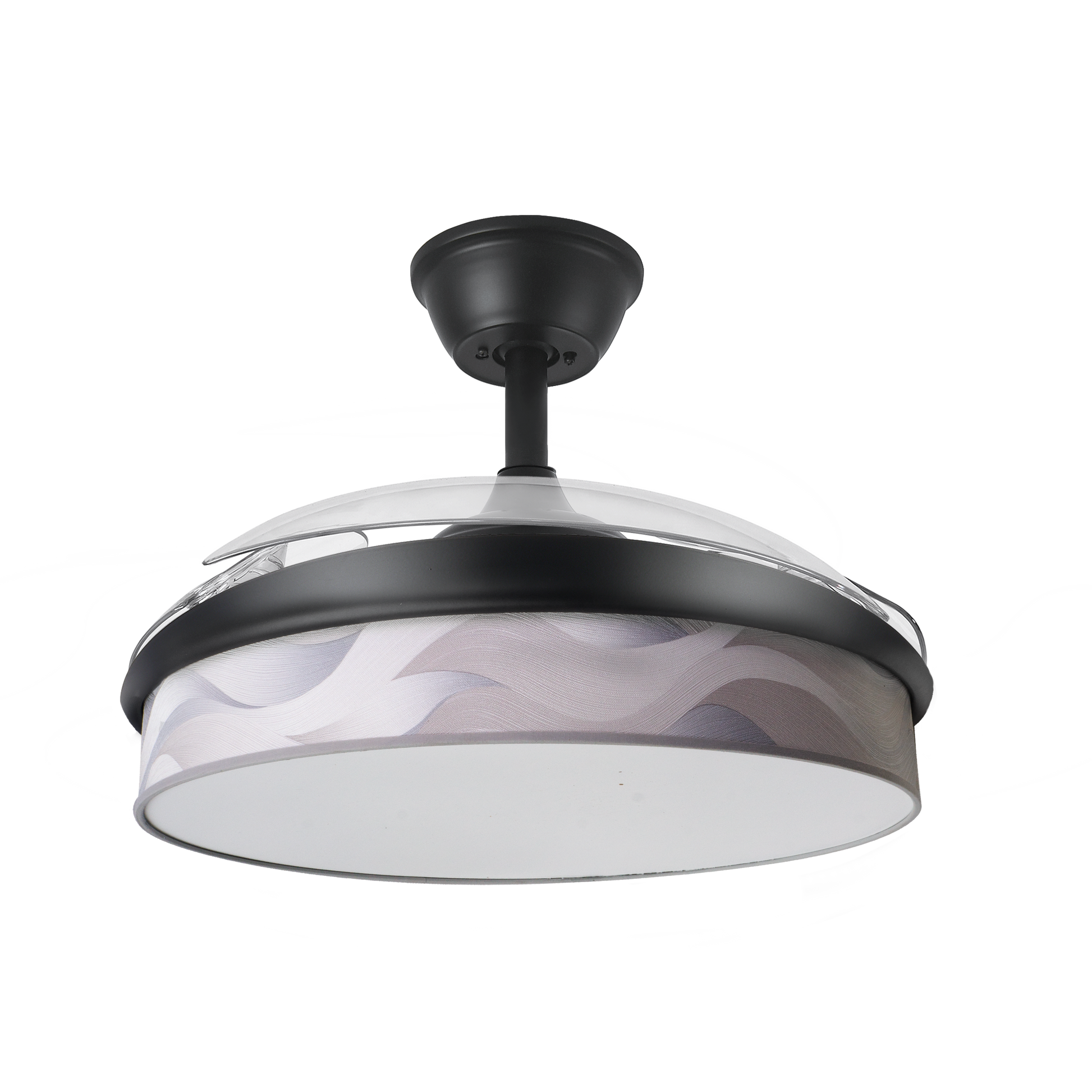 Elegante ventilador negro y gris ideal para el salón o el dormitorio