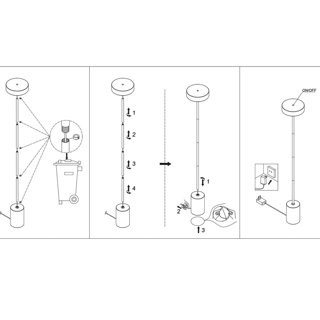 Vista lateral del pie de salón LED regulable Fresno ALEMAR
