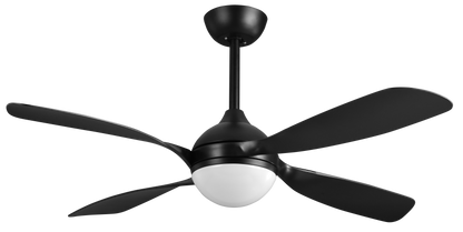 Ventilador de techo Livorno negro de Fabrilamp, con 4 aspas y mando a distancia, luzguru.com