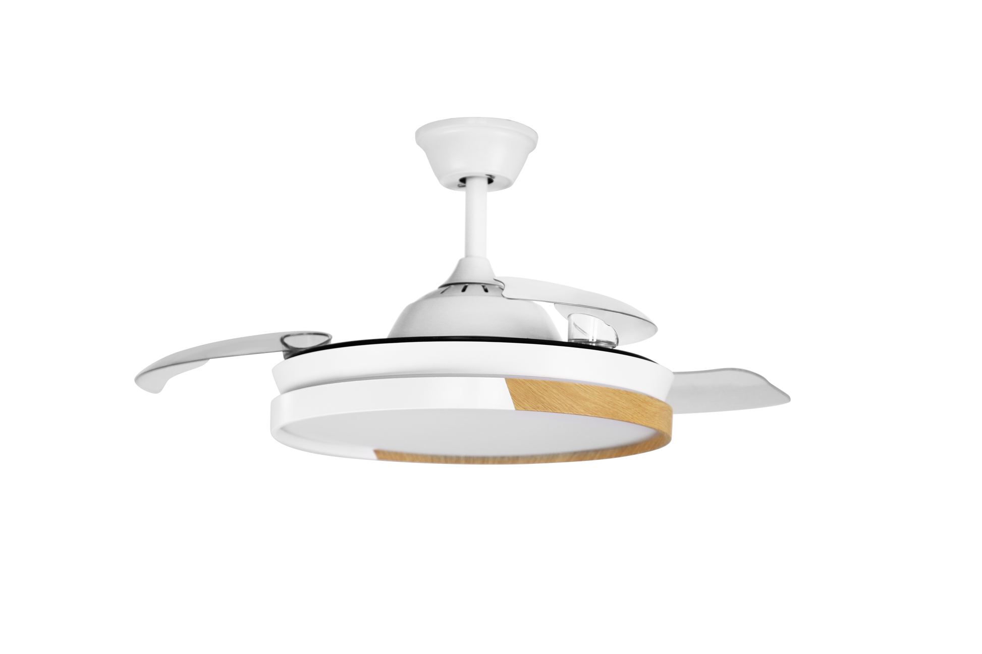 Ventilador de techo blanco/haya con aspas de ABS transparente para interior