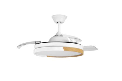 Ventilador de techo blanco/haya con aspas de ABS transparente para interior