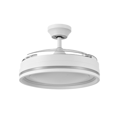 Ventilador de techo Cerrato blanco con aspas desplegables, vista frontal