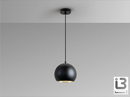 Lámpara Colgante Olena 1 Luz Negro Mate y Oro Schuller en ambiente decorado | Schuller