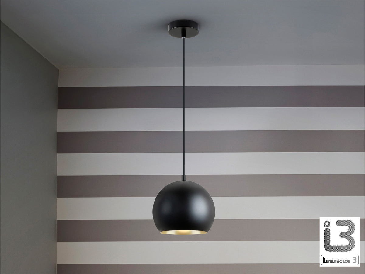 Lámpara Colgante Olena 1 Luz Negro Mate y Oro Schuller en ambiente decorado | Schuller
