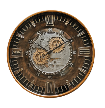 Reloj de pared Catanias Oro/Cuero de Fabrilamp, diseño clásico con movimiento continuo.  Compra en luzguru.com