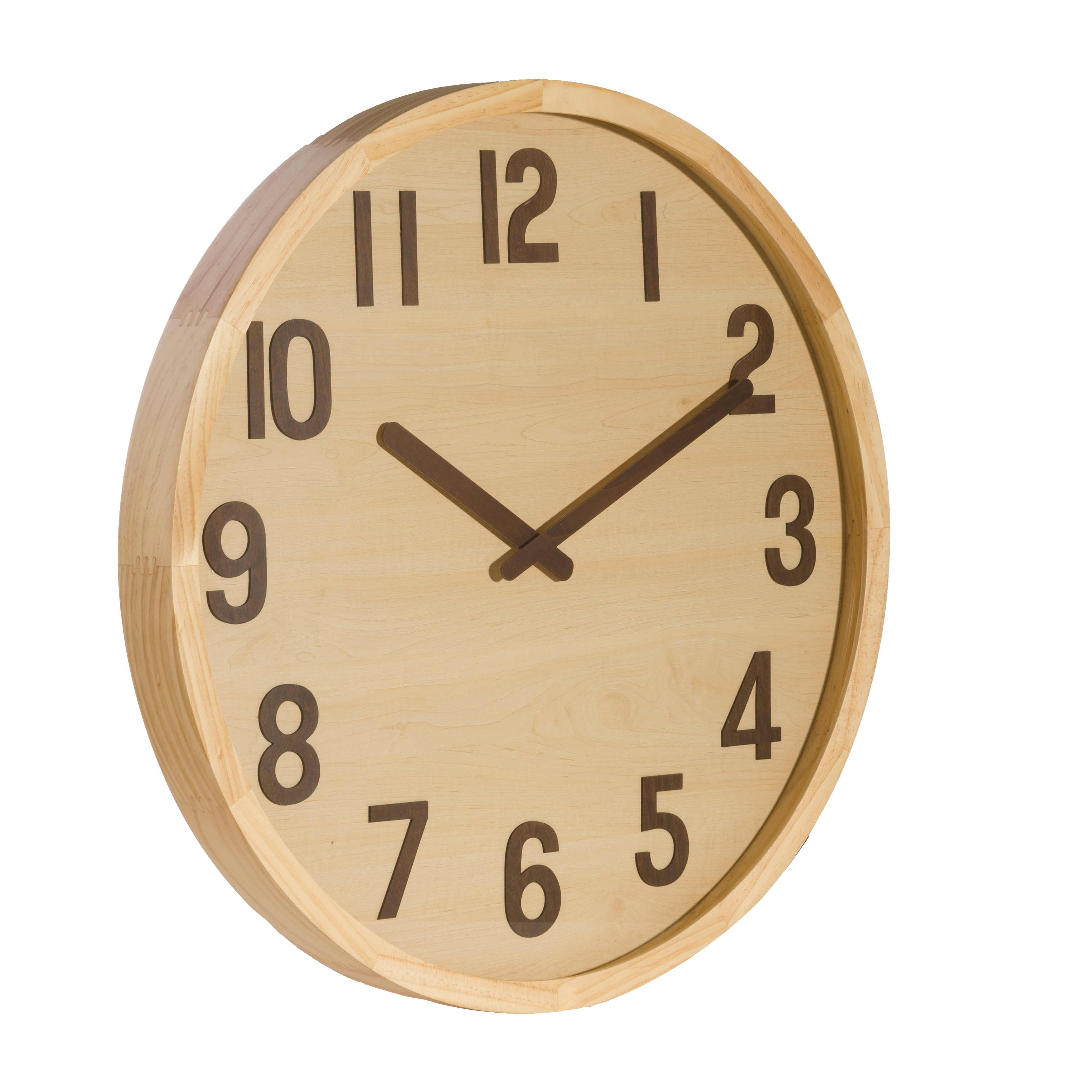 Reloj de pared Borgoña madera clara 60x60x5cm, vista frontal, Fabrilamp, luzguru.com