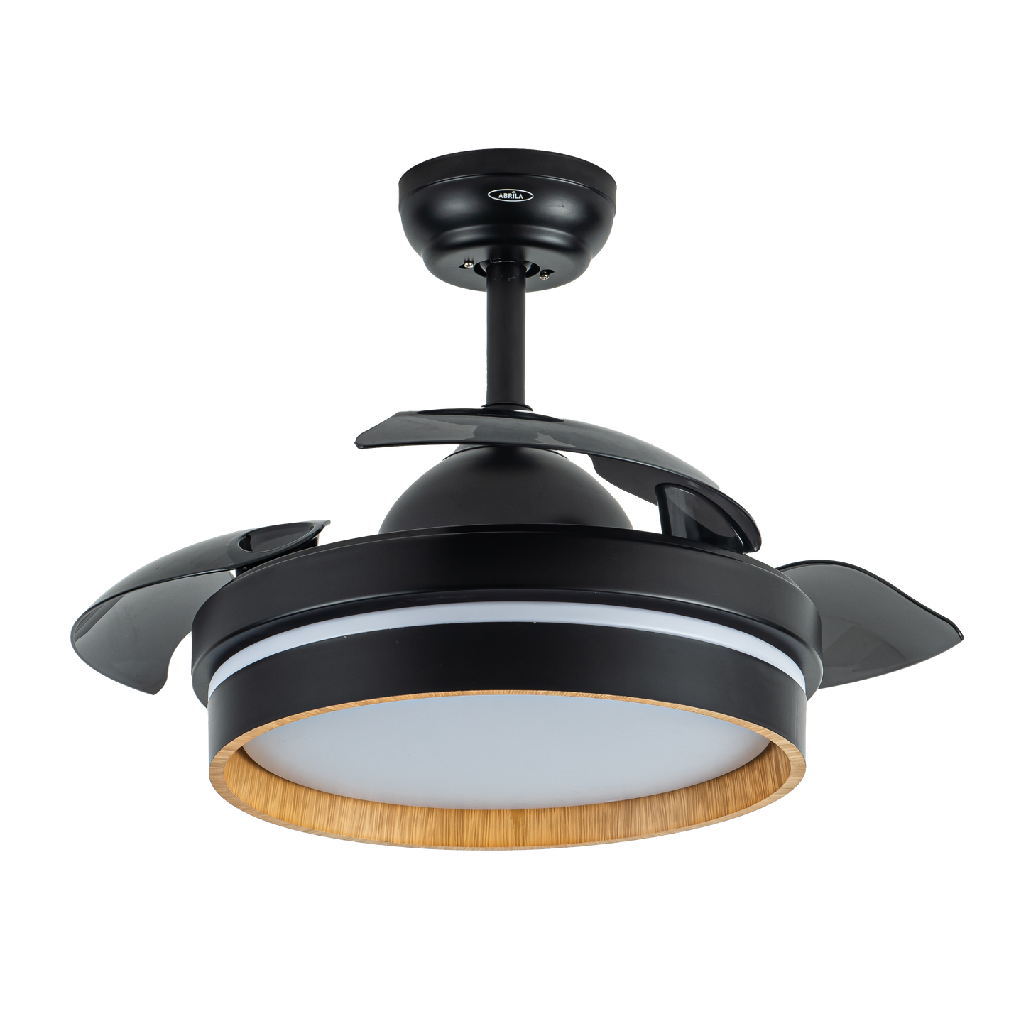 Ventilador de techo Nalon 48W negro/madera oscura, vista frontal, luzguru.com