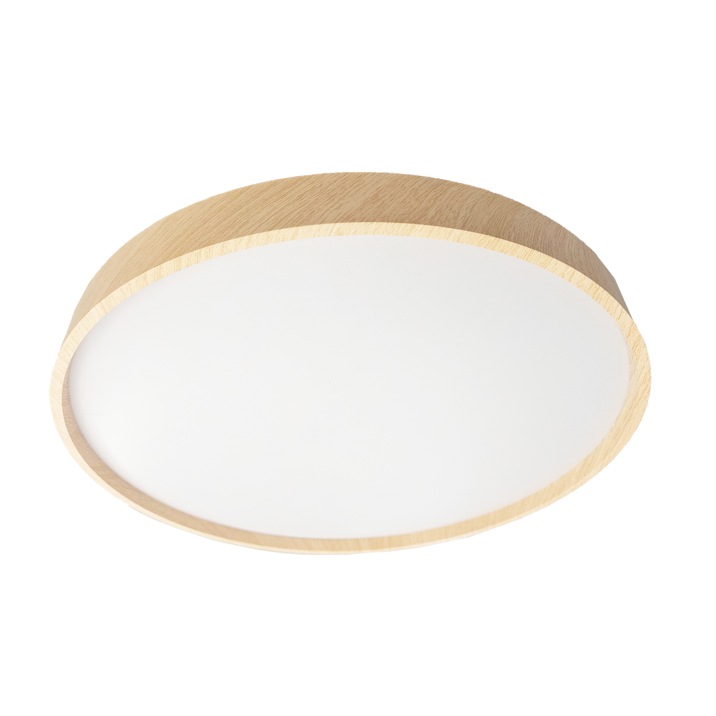 Plafón Kiara LED 60W Blanco/Haya, diseño moderno y elegante, mando a distancia incluido.