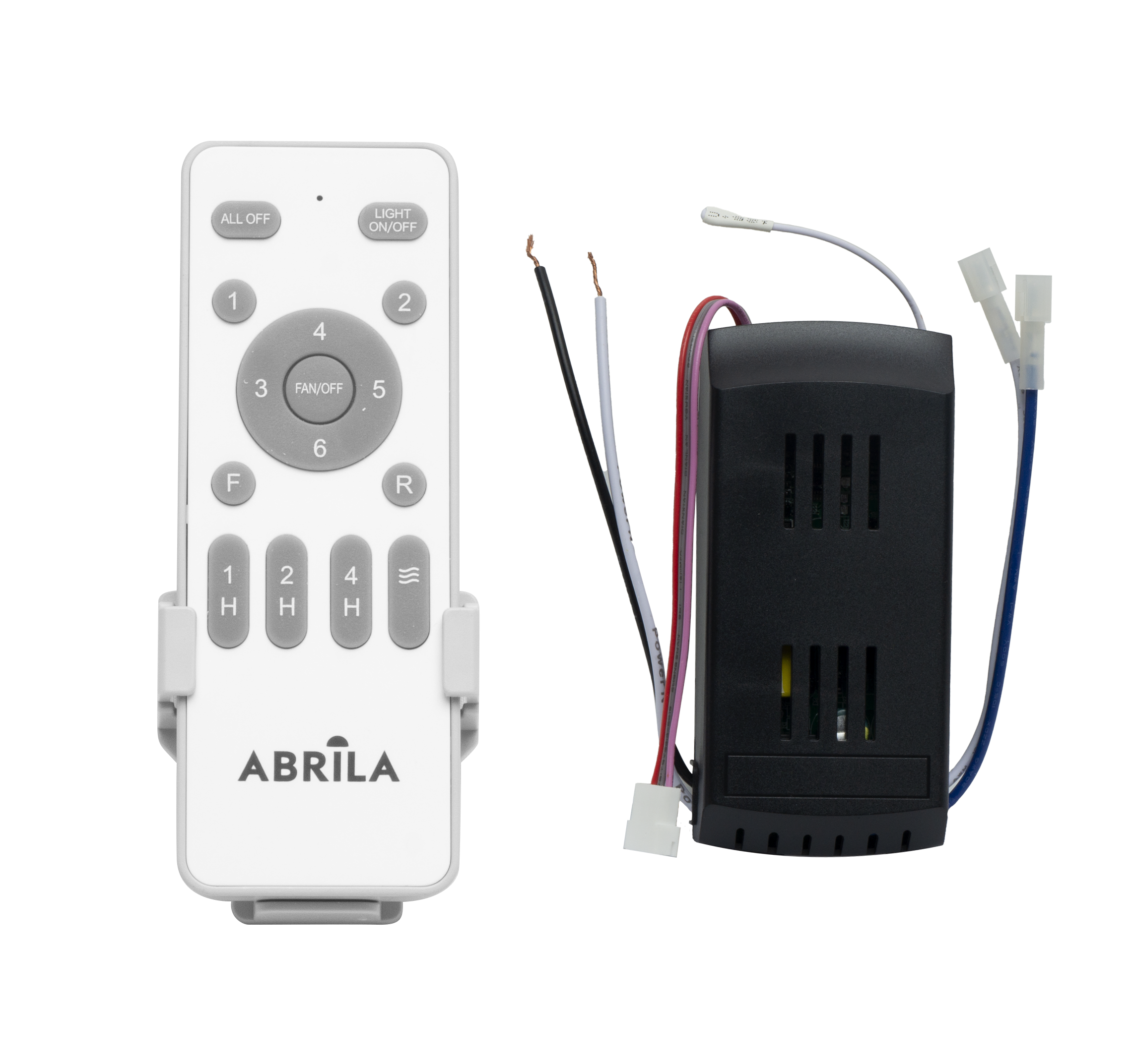 Kit de mando a distancia para ventiladores Dani y Micenas 24 de Fabrilamp. Incluye receptor y soporte de pared.