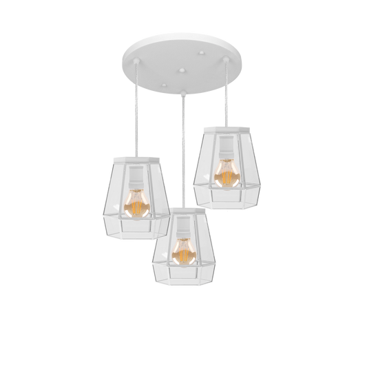 Plafón Guia fabricado en Metal color Blanco con detalles en Cristal