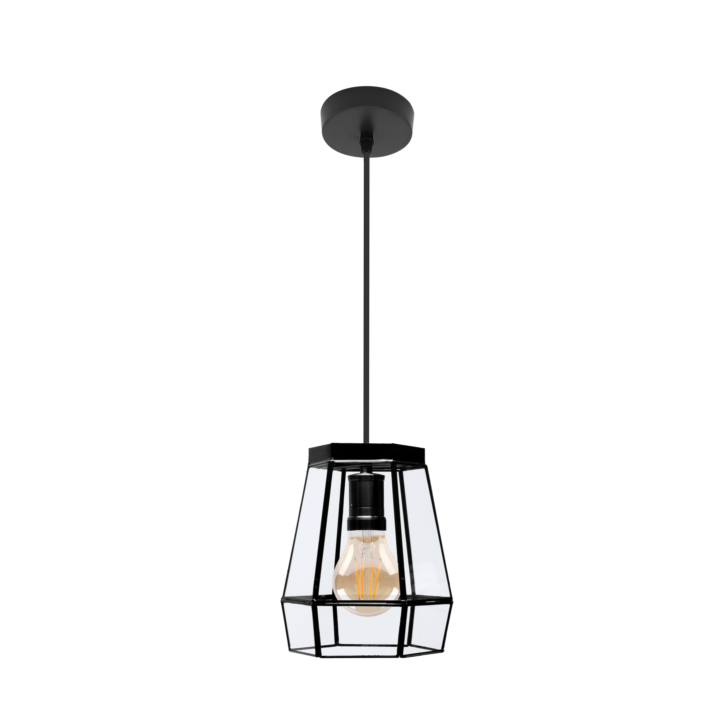 Colgante Guia fabricado en metal color negro con detalles de cristal