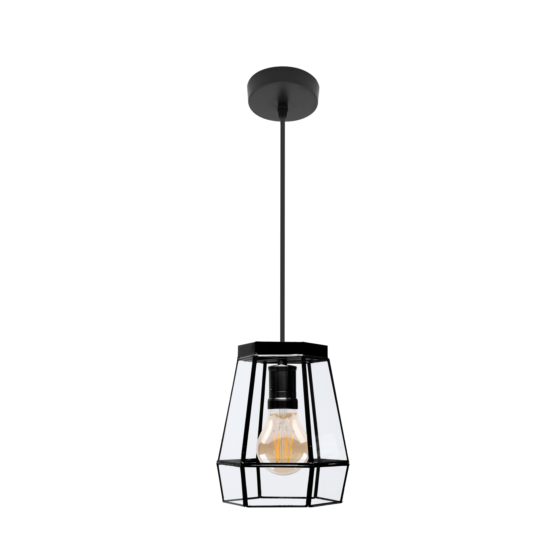 Colgante Guia fabricado en metal color negro con detalles de cristal