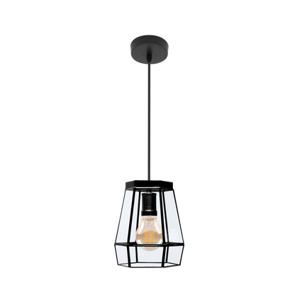 Colgante Guia fabricado en metal color negro con detalles de cristal