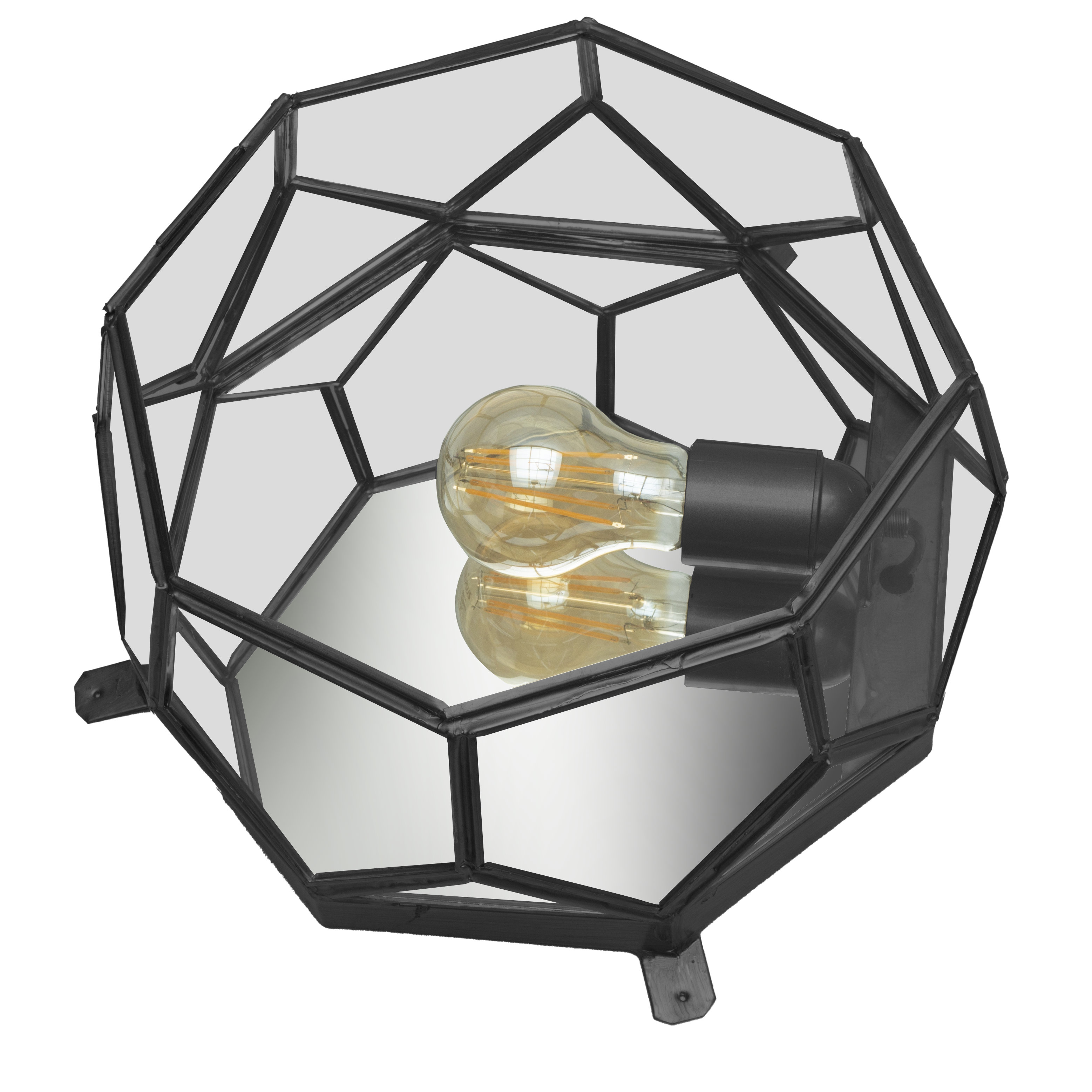 Plafón Lente Negro E27 de Fabrilamp, diseño rústico y elegante, ideal para salones y dormitorios.